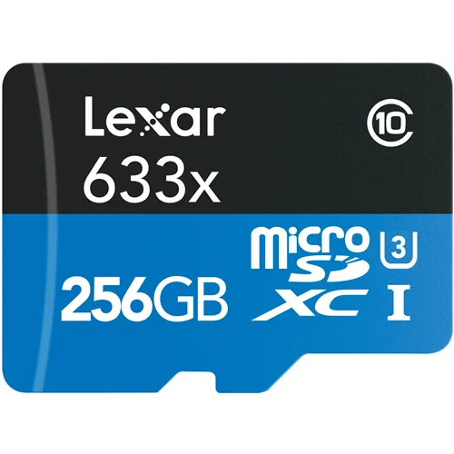 کارت حافظه microSDXC لکسار مدل C10 U3 V30 633X 100MB BLUE SERIES ظرفیت 256GB